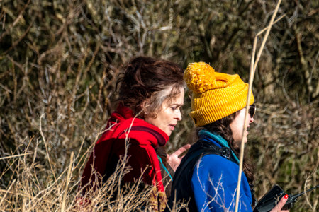 Portnoo, County Donegal, Ireland - March 07 2023 : For Letters of Love is being filmed at the beach, starring Pierce Brosnan,Gabriel Byrne,Helena Bonham Carter, Fionn O Shea,Ann Skellyのeditorial素材
