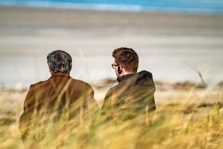 Portnoo, County Donegal, Ireland - March 07 2023 : For Letters of Love is being filmed at the beach, starring Pierce Brosnan,Gabriel Byrne,Helena Bonham Carter, Fionn O Shea,Ann Skellyのeditorial素材