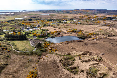 Aerial view of the Sandfield area between Ardara and Portnoo in Donegal - Ireland.の写真素材