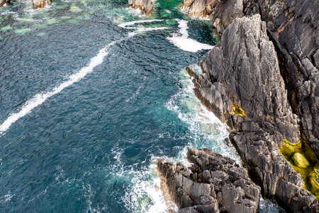 Aerial view of the coastline at Malin Head in Ireland.の写真素材