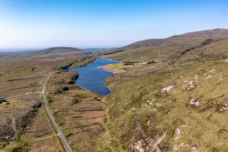 Aerial of lough Keel by Crolly, County Donegal - Ireland.の写真素材