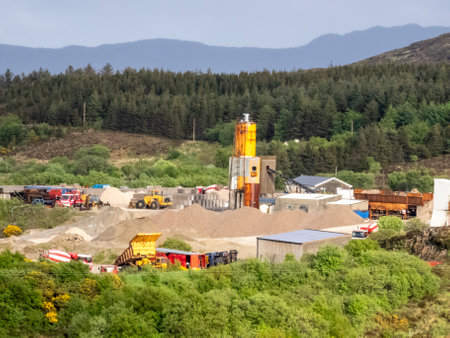 Production site of sand and gravel close to Muckish Mountain, County Donegal, Irelandの写真素材