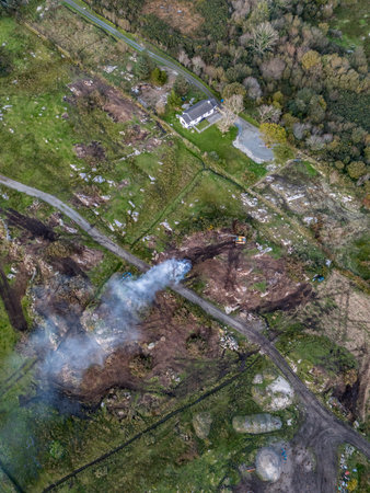 Typical burning of waste in rural Ireland - County Donegalの写真素材