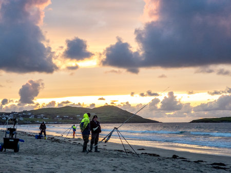 Portnoo, County Donegal, Ireland - September 16 2023: 20 man are competing in a fishing competition on the beachのeditorial素材