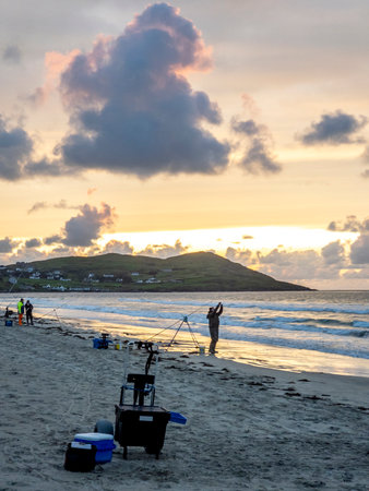 Portnoo, County Donegal, Ireland - September 16 2023: 20 man are competing in a fishing competition on the beachのeditorial素材