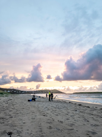 Portnoo, County Donegal, Ireland - September 16 2023: 20 man are competing in a fishing competition on the beachのeditorial素材
