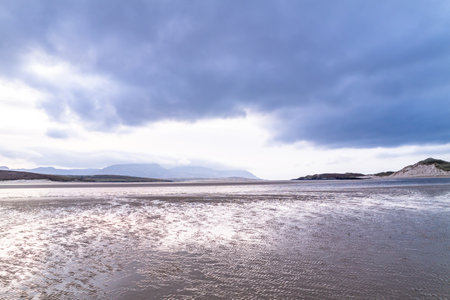 Ballinareava strand at the Sheskinmore Nature Reserve between Ardara and Portnoo in Donegal -...