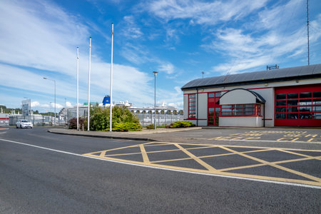 Killybegs, Ireland - May 16 2023: The FIre station is close to the harbourのeditorial素材