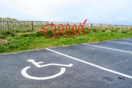 Murvagh, County Donegal, Ireland - January 21 2022 : Sign identifying the parking area for handicapped peopleのeditorial素材