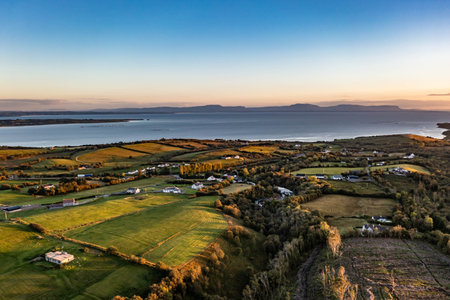Aerial view of Knocknahorna between Dunkineely and Inver in County Donegal, Republic of Ireland