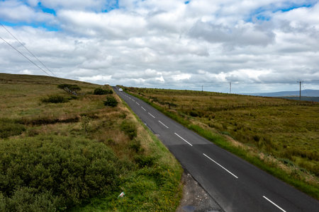 Aerial view of the Ligford Road close to the Strabane transmitting station in Northern Irelandの写真素材