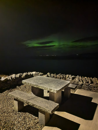 The Aurora Borealis, the northern lights, showing up in Portnoo, County Donegal, Ireland.の写真素材