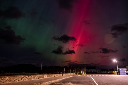 The Aurora Borealis, the northern lights, showing up in Portnoo, County Donegal, Ireland.の写真素材