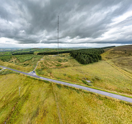 Aerial view of the Strabane transmitting station in Northern Irelandの写真素材