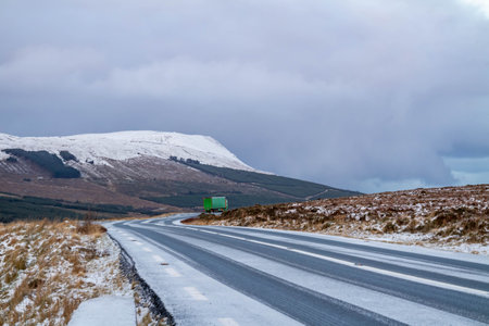 The R251 frozen in winter - County Donegal, Irelandの写真素材