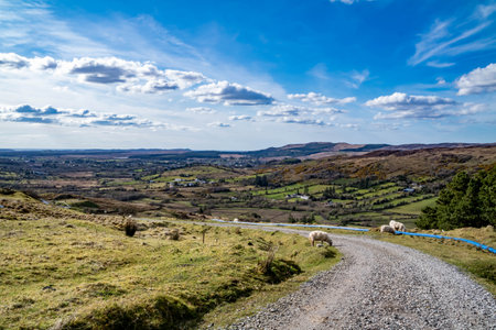 The blue water supply pipe coming from of Lough Anna, the drinking water supply for Glenties and Ardara - County Donegal, Irelandの写真素材