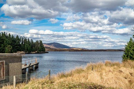 The pump station at Lough Anna, the drinking water supply for Glenties and Ardara - County Donegal, Irelandの写真素材