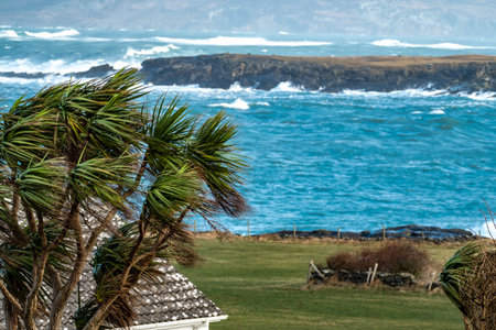 Storm Franklin arrives in Portnoo, County Donegal - Irelandの写真素材