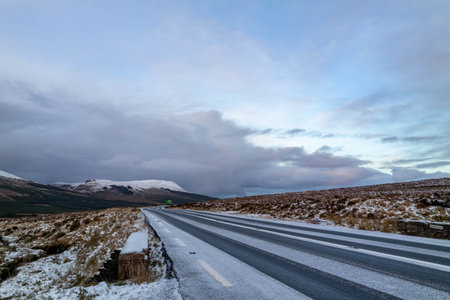 The R251 frozen in winter - County Donegal, Irelandの写真素材