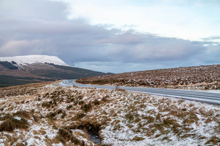 The R251 frozen in winter - County Donegal, Irelandの写真素材