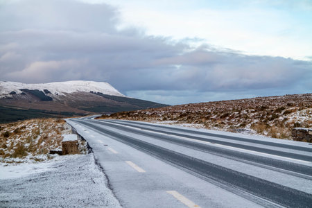 The R251 frozen in winter - County Donegal, Irelandの写真素材