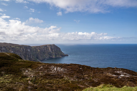 View over the Cliffs of Horn Head in County Donegal in Irelandの写真素材