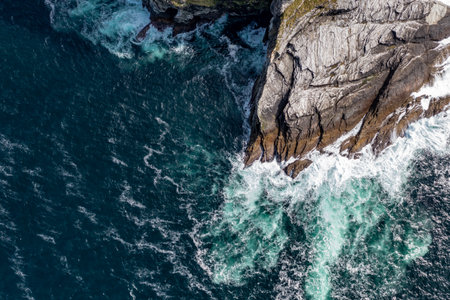 Aerial view of the cliffs of Horn Head at the wild atlantic way in Donegal - Ireland.の写真素材
