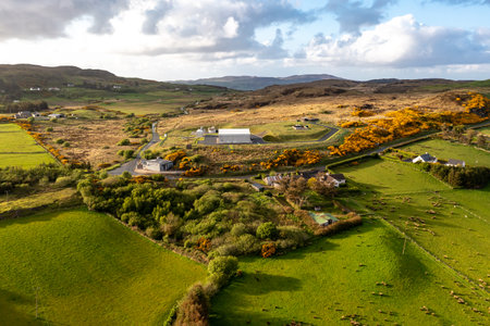Aerial view of the water treatment plant at Kildarragh in County Donegal, Republic of Irelandの写真素材