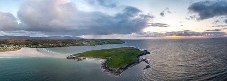 Aerial view of Portnoo at dusk, County Donegal, Ireland