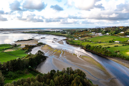 Aerial view of the coast at Killult by Gortahork, County Donegal, Irelandの写真素材