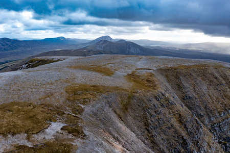 Aerial view of the mountain top in county Donegal. Irelandの写真素材