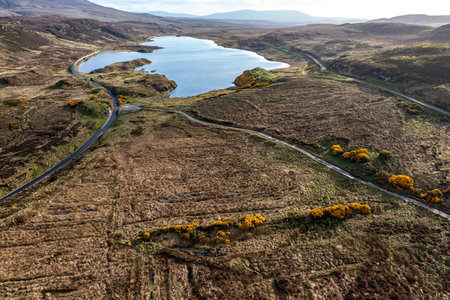Aerial view of the Muckish railway walk in County Donegal, Irelandの写真素材