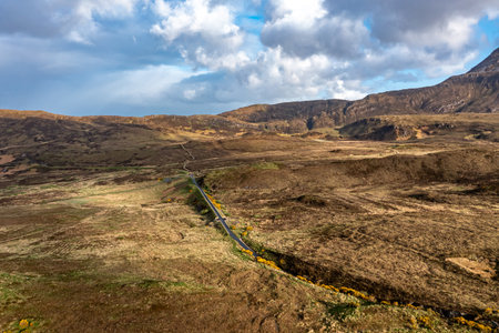 Aerial view of the Muckish railway walk in County Donegal, Irelandの写真素材