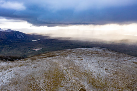 Aerial view of the Muckish mountain top in county Donegal. Irelandの写真素材