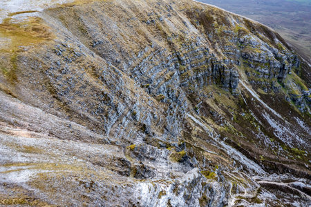Aerial view of the Muckish mountain and the trail called miners path in county Donegal. Irelandの写真素材