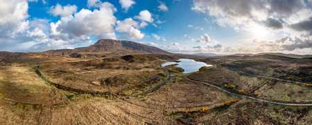 Aerial view of the Muckish railway walk in County Donegal, Irelandの写真素材