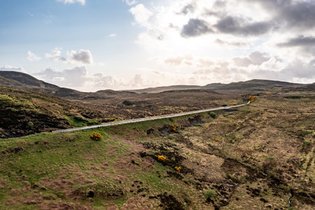 Aerial view of the Muckish railway walk in County Donegal, Irelandの写真素材