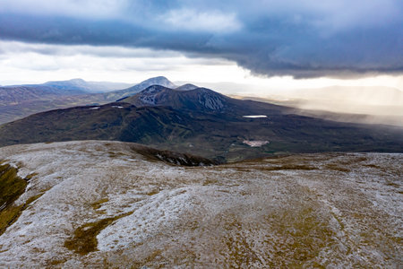 Aerial view of the Muckish mountain top in county Donegal. Irelandの写真素材