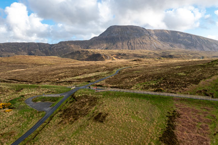Aerial view of the Muckish railway walk in County Donegal, Irelandの写真素材