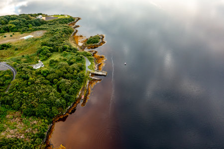 The old Lettermacaward ferry pier at Gweebarra bay in County Donegal, Irelandの写真素材