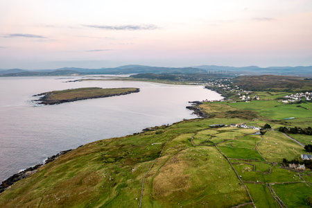Aerial view of Dunmore Head by Portnoo in County Donegal, Ireland.の写真素材