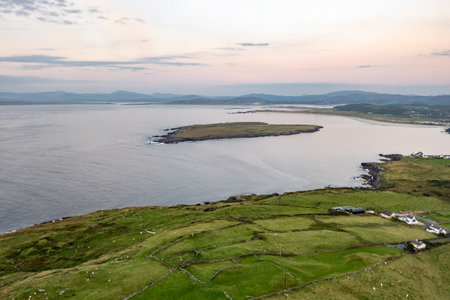 Aerial view of Dunmore Head by Portnoo in County Donegal, Ireland.の写真素材