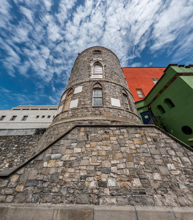 The historic Tower of Dublin castle, Irelandの写真素材
