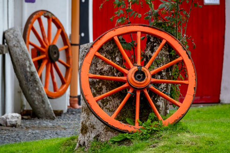 Traditional Irish transportation cart and wheelsの写真素材