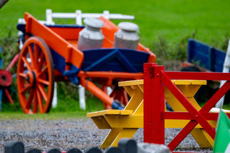 Traditional Irish transportation cart with wheelsの写真素材
