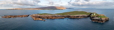 Aerial view of Rathlin O'Birne island in County Donegal, Ireland