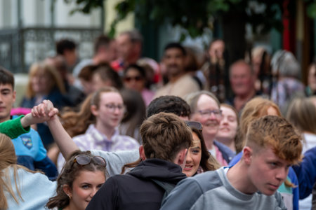 Dungloe, County Donegal, Ireland - July 31 2025 : Locals and visitors enjoy the big ceili at the...