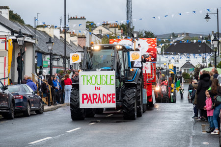 Glenties, County Donegal, Ireland - September 13 2025 : Participants enjoying the parade at the...