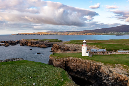 Aerial view of Rathlin Island in County Donegal, Irelandの写真素材