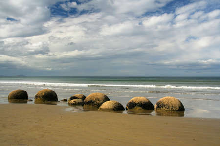 Moeraki Boulders - Coastal Otago, South Island, New Zealandの写真素材